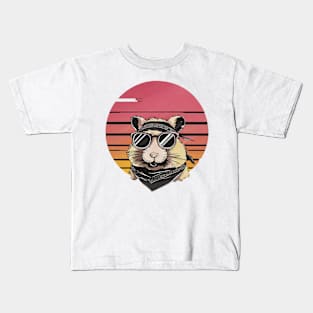 Retro hamster vintage sunset hamster lovers Kids T-Shirt